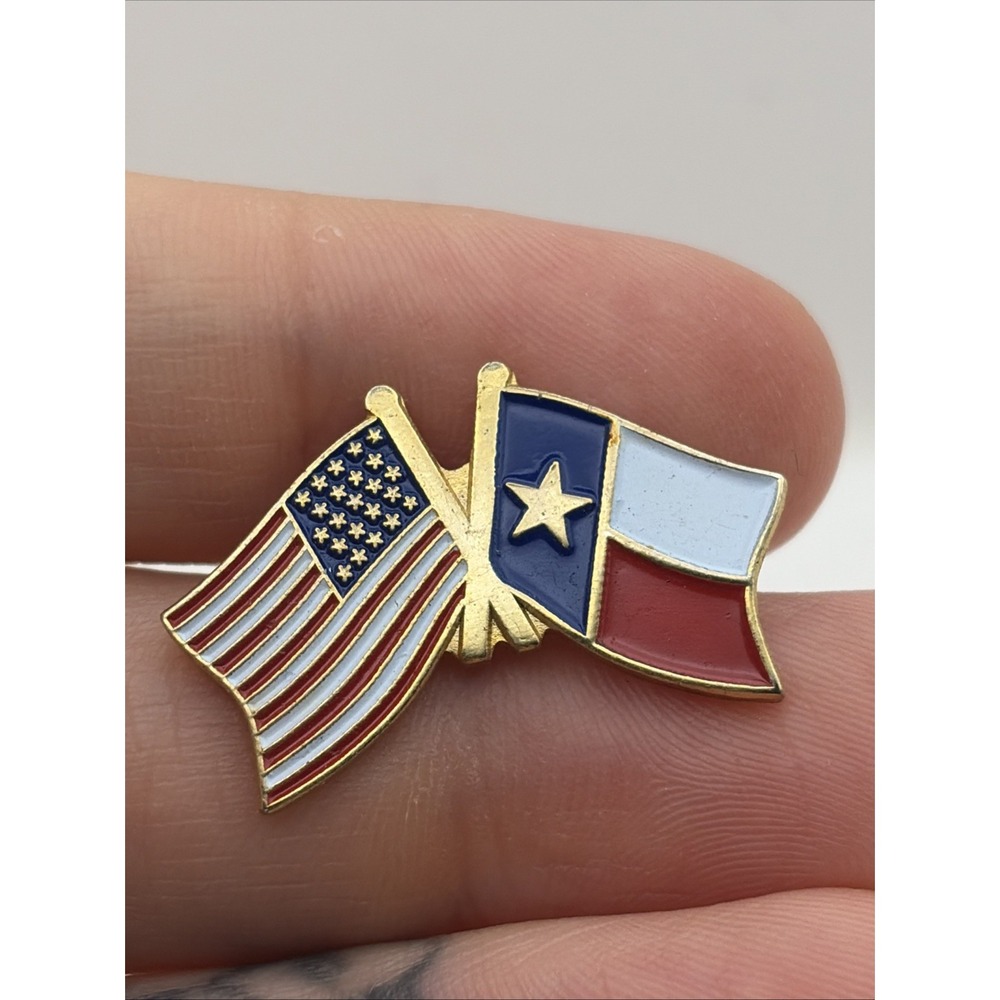 United States Of America State Of Texas Crossed Flags Lapel Hat Pin